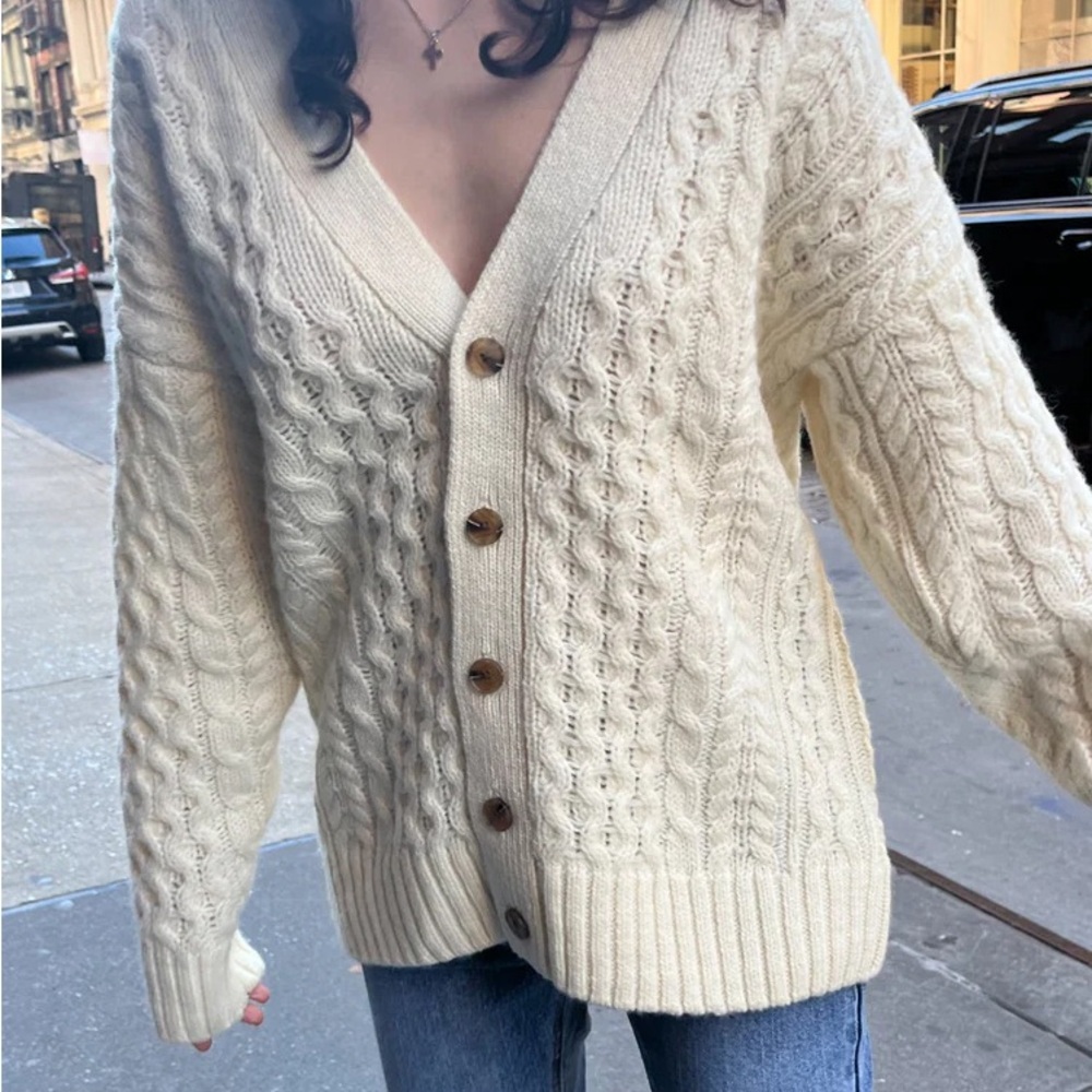 Brandy Melville Eva Heavy Wool Cable Knit Cardigan